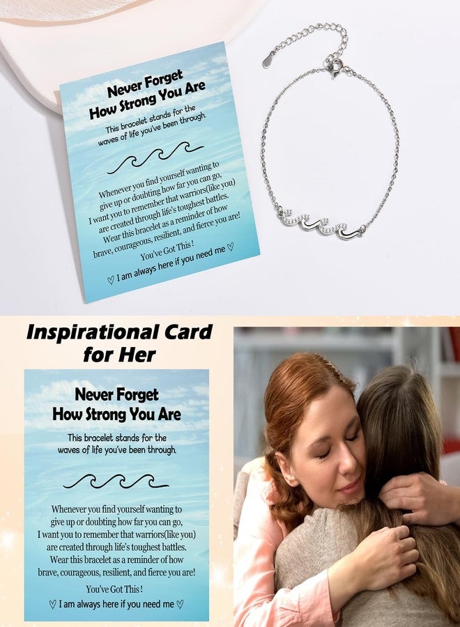 EPIRORA Inspirational Gifts for Women, Silver Wave Bracelet Jewelry Present for Friends Mom Daughter Sister, Thinking of You Cheer Up Healing Bracelets Get Well Soon Gifts for Women - Image 2